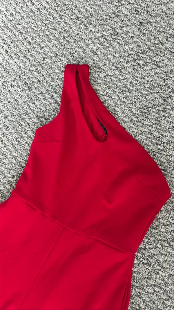 Crystal Doll red one shoulder jumpsuit - Image 2