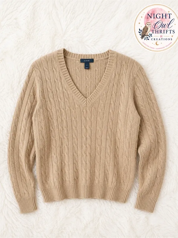J. Crew Cable Knit V-Neck Sweater - Women’s Size Large ~ Cozy Fall Layering - Image 5