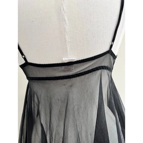 Source Unknown Black Sheer Lace Babydoll Lingerie Vintage Y2K Tie Front Size‎ M - Image 7