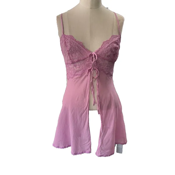 Victoria's Secret Lace Trim Camisole Nightgown Pink Silk Y2K Vintage XS - Image 2