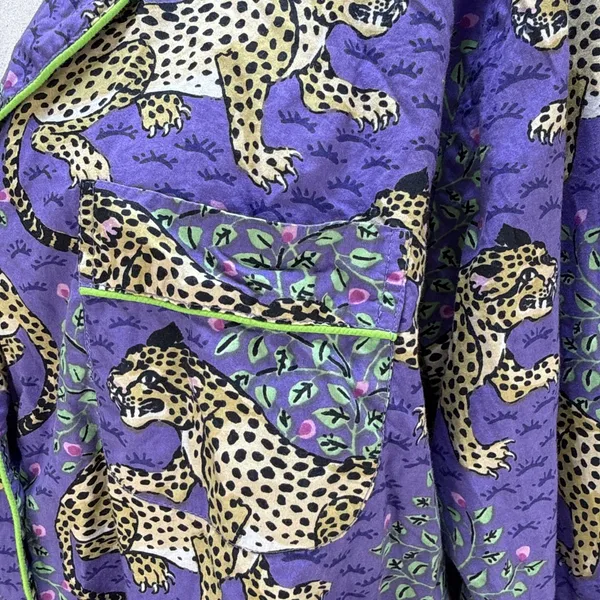 PrintFresh Long Pajama Set Size L‎ Purple Bagheera Leopard Print Organic Cotton - Image 3