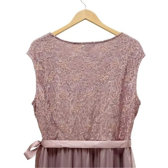 NWT Candalite Dress Formal Gown Mauve Tulle Skirt Lace Sequin Maxi Size XL NEW - Image 7