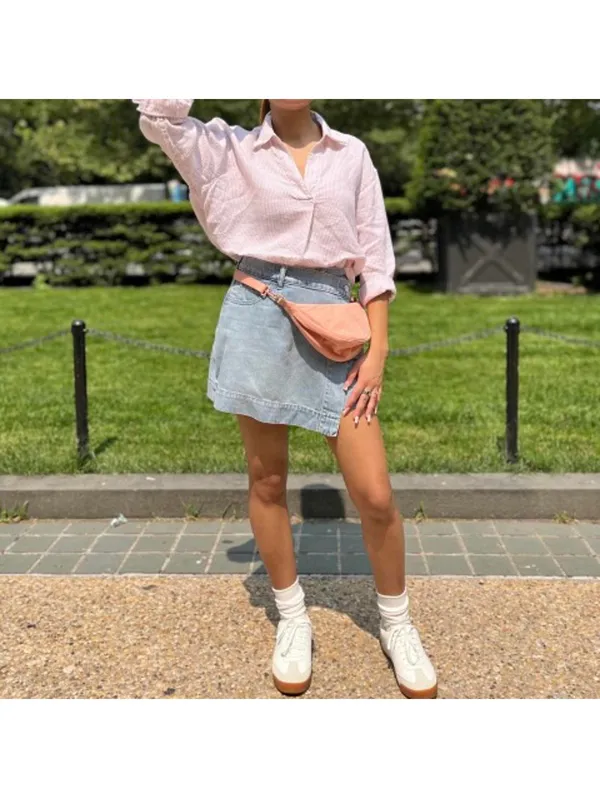 Uniqlo Drapey Denim Skort Light Blue Wash NWT XS - Image 2