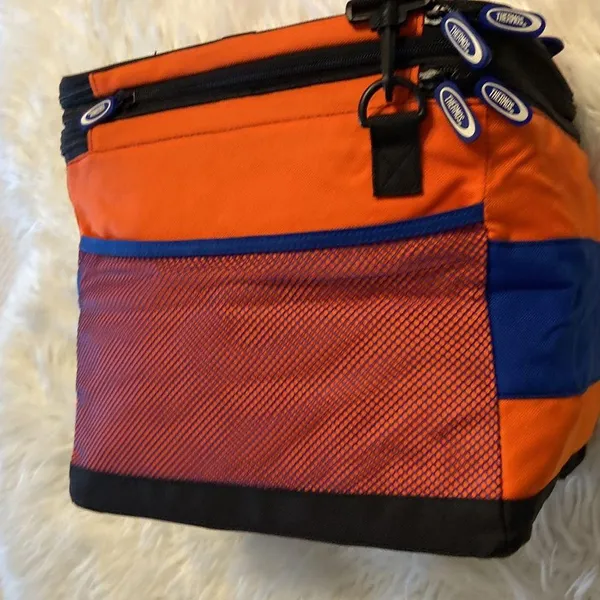 THERMOS Lunch Bag pretty big orange and Blue color BNWOT long 13” wide 12” - Image 7