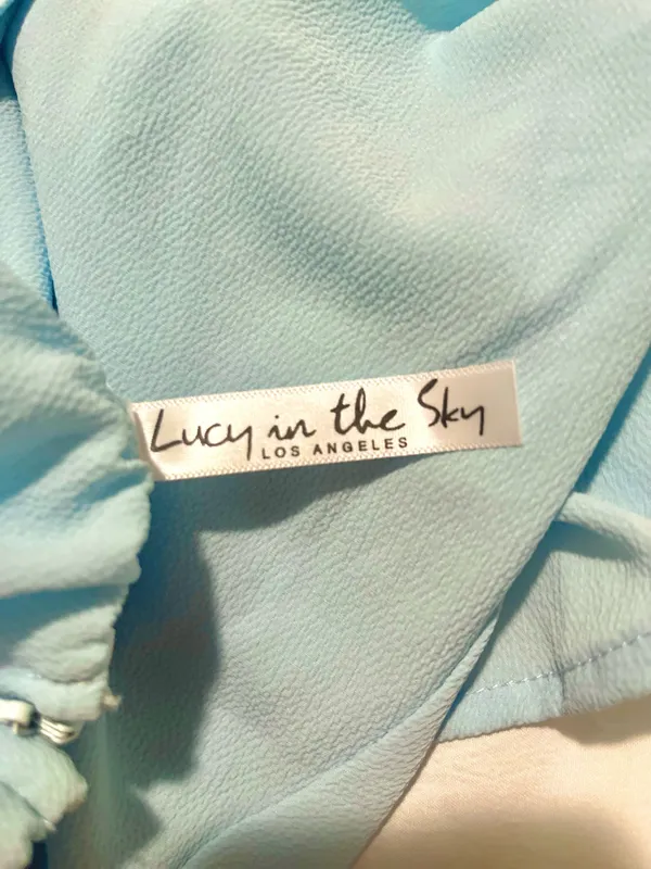 Lucy in the Sky Mini Light Blue Dress A-line Tie Back - Image 3