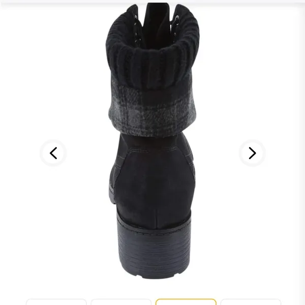 - Brash black lace up heel treaded boots with plaid trim size 7.5 - Image 15