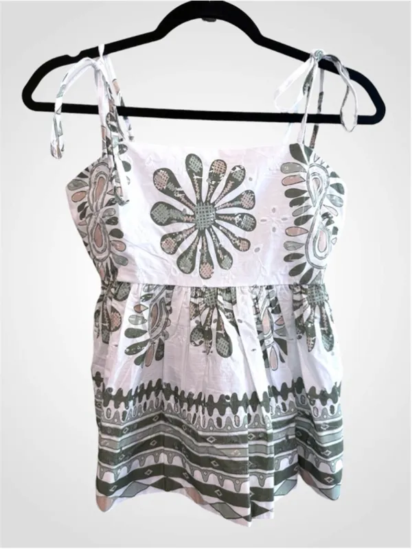 Entro Boho Cotton Peplum Cami Top & Wide Leg Pants Set Size S - Image 2