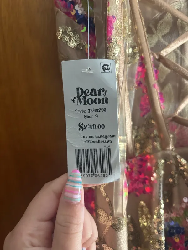 Dear Moon gold and floral prom dress - Image 3