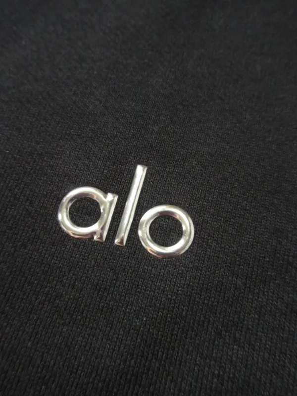 NWT Alo Unisex Accolade Crew Neck Pullover in Black Relaxed Fleece Sweatshirt M - Image 5