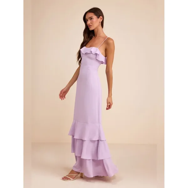 Lulus Lively Evenings Lavender Sleeveless Tiered Maxi Dress Size Large Formal - Image 3