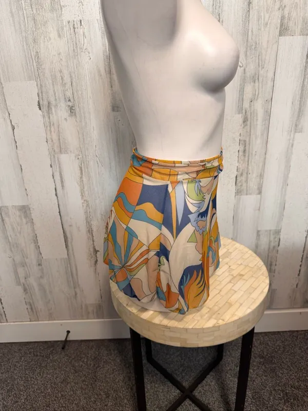 SheIn Mesh Swim Cover Up Skirt Womens Small Retro Abstract Swirl Print Beach Mini Skir - Image 5
