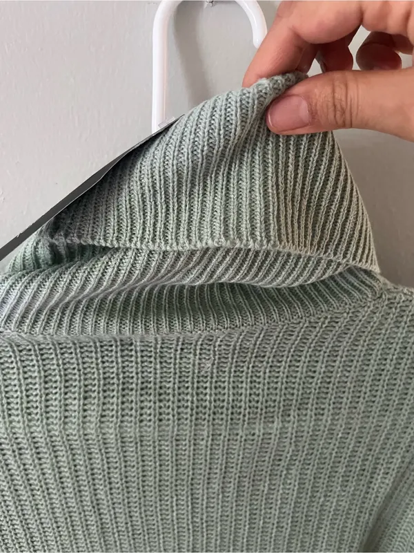 Ambiance Light Sage Green Ribbed Turtleneck Sweater - Image 4