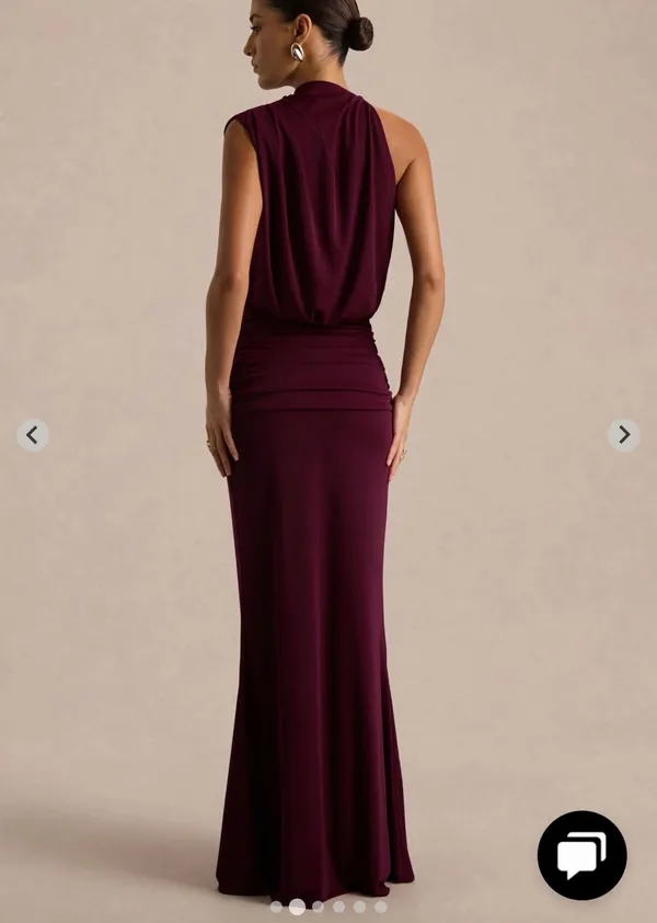 Club London UMAIRA Burgundy High-Neck Maxi Dress - Image 2