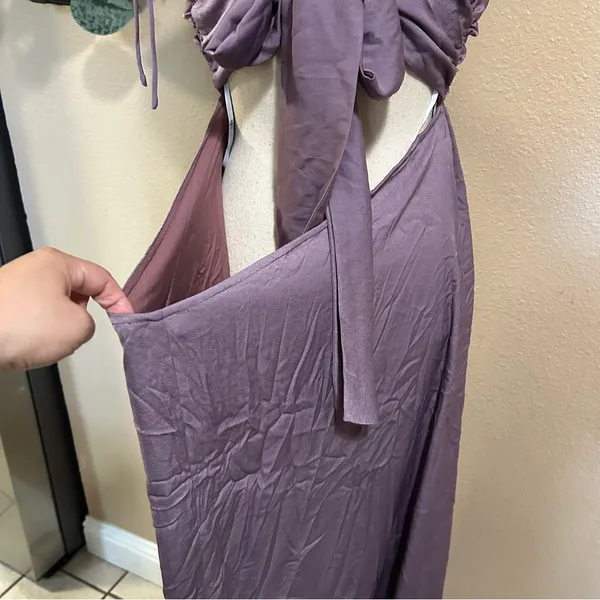 Lulus Confidence Check Dusty Purple Satin Tie-Back Maxi Dress - Image 8