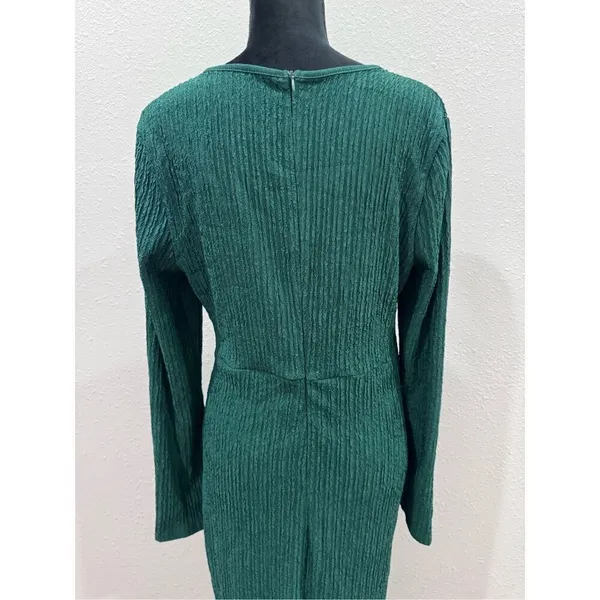 Women's Fringe Wrap Ruched V Neck Long Sleeve Solid Bodycon Party Maxi Dress siz - Image 9