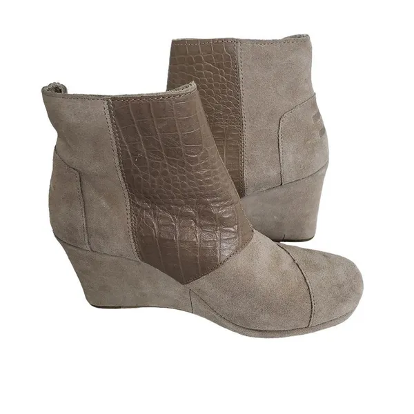 Toms taupe alligator embossed suede wedge bootie - Image 2
