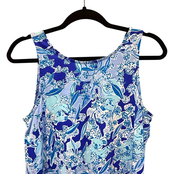 Lilly Pulitzer Kristen Dress Koalafications‎ Royal Purple Floral Pima Size S - Image 2