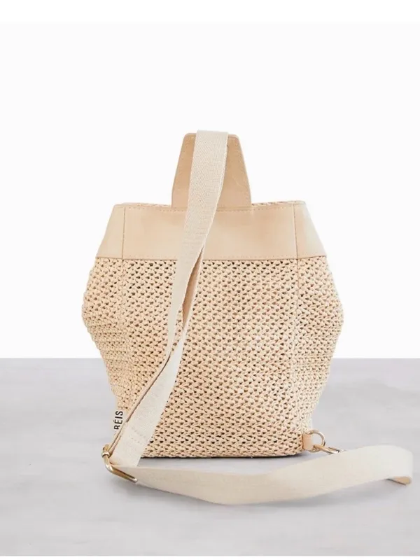 BEIS The Naturals Sling Rattan Woven Crossbody Bag Purse Beige NEW NWT Sold Out - Image 2