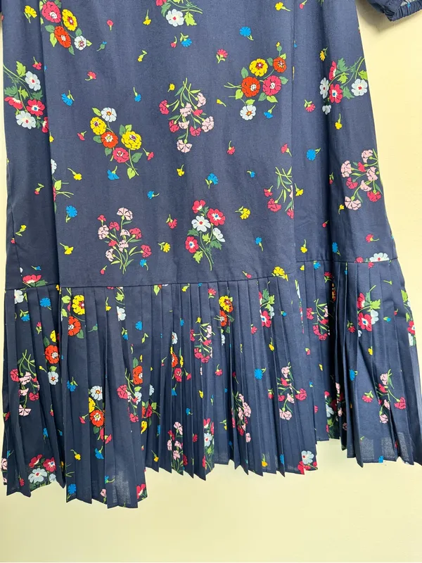 kate spade Navy Floral Tie-Waist Puff Sleeve Mini Dress - Image 8