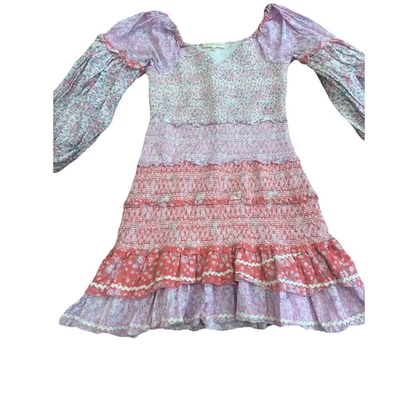 LoveShackFancy Ensley Smocked Embroidered Floral Printed Mini Dress S Fairycore - Image 5