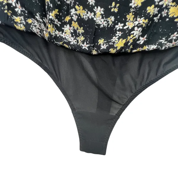 Free People Intimately‎ Bodysuit Floral Puff Sleeve Black Boho Top Womens S - Image 11