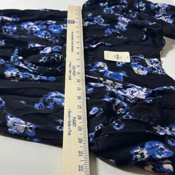 NWT Free People Intimately Floral Bodysuit Black‎ Blue Tie Front Lace S OB700661 - Image 7