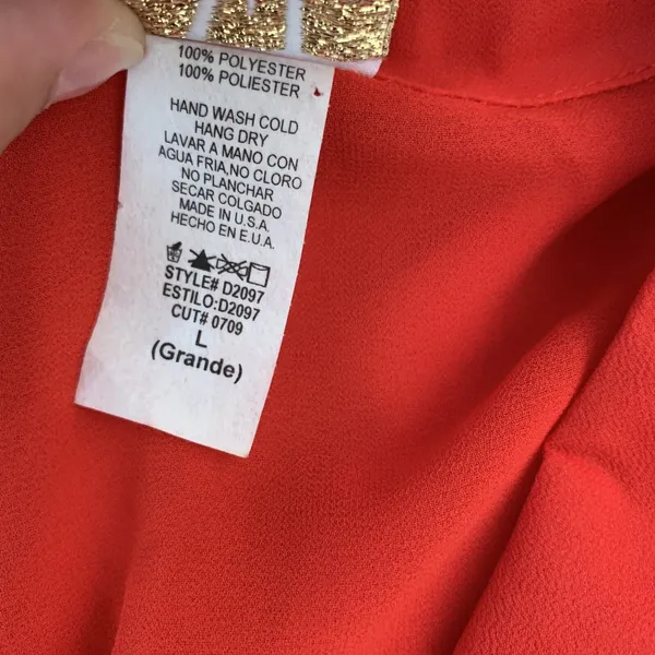 W By Wenjie Red Top Large Sleeveless Button‎ Down Bold Statement Cottagecore - Image 6