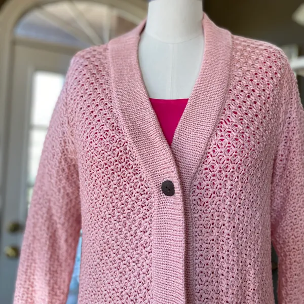 Vintage 1990s Knit Pastel Pink Cardigan - Image 3