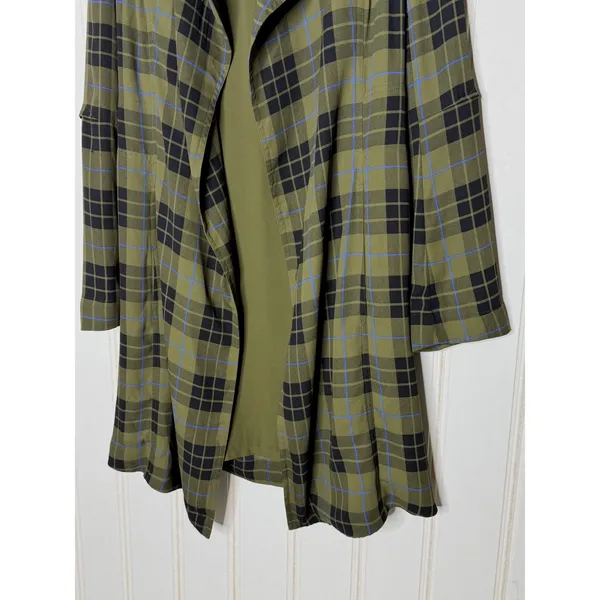 Babaton Aritzia Quincy Jacket Olive Green Plaid XS Tie Belt - Image 7