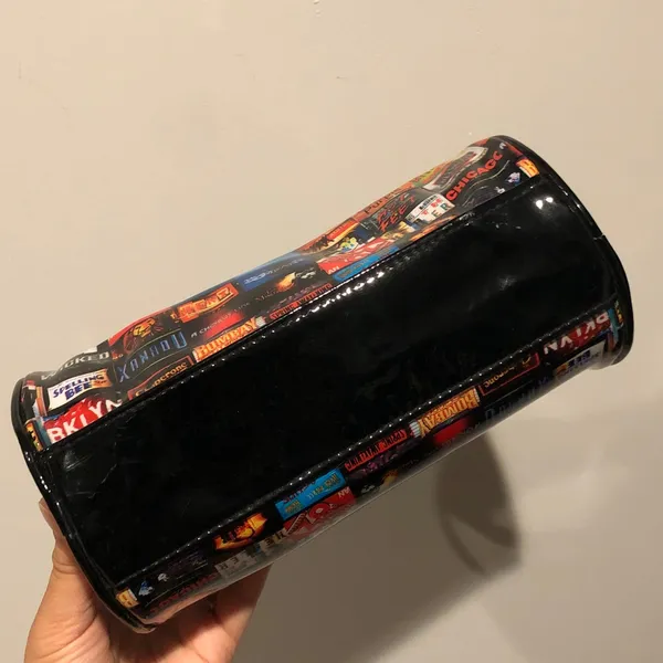 Novelty Black Musical Theatre Print Barrel Mini Bag - Image 6