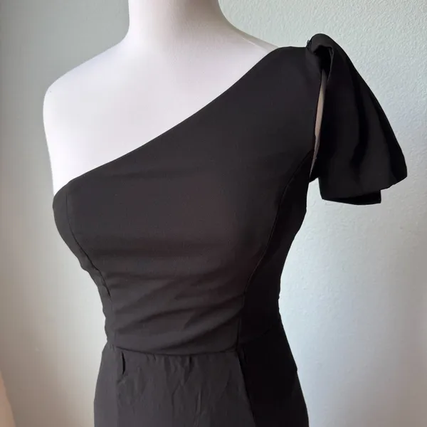 Lulus Simply Brilliant Black One-Shoulder Bow Maxi Dress Size Small - Image 7