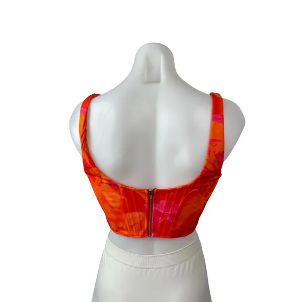 White Fox Coral Pink Marble Longline Sleeveless Corset Bustier Crop Top Size S - Image 4
