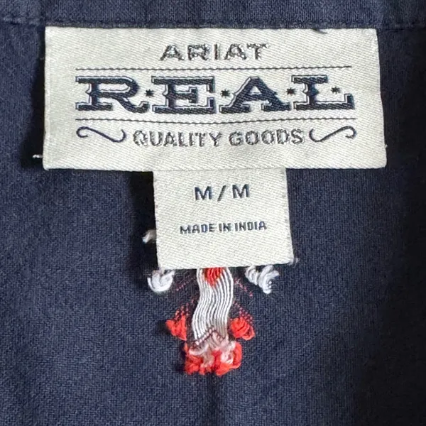 Ariat Real Mesmeric M Navy Blue Geometric Embroidered Western Shirt Long Sleeve - Image 4