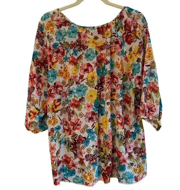 LAVISH FLORAL BUTTERFLY BOHO BLOUSE - Image 2