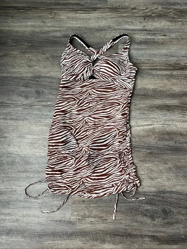 Shapellx women’s one piece brown white animal print swimsuit with skirt sz XL 🔴 - Image 4