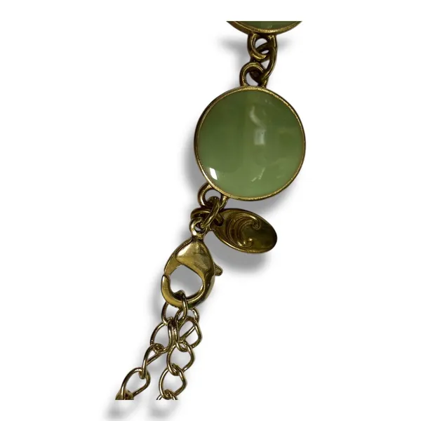 Charming Charlie Enamel Necklace Seafoam Green‎ Gold Tone Graduated Disc 16" - Image 4