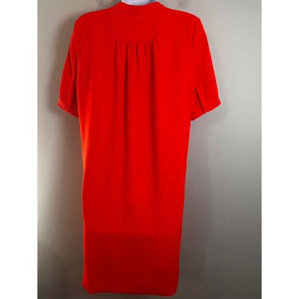 J.Crew Red Keyhole Sheath Dress Short Puff Sleeve‎ Mock Neck Size 2 - Image 4