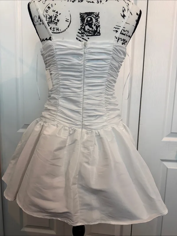 Altar'd State White Ruched Strapless Mini Dress - Image 2
