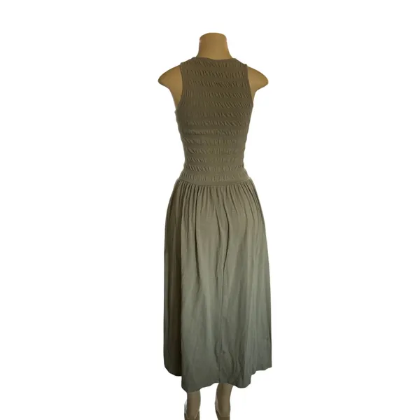 Universal Threads Olive Green Smocked Midi Dress S Sleeveless Scoop - Image 2