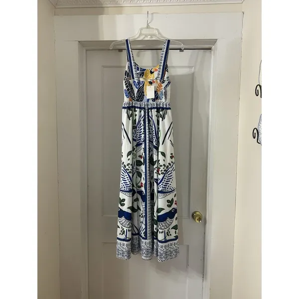 Sunday Up Tropical Colorful Toucan Tiered Maxi Dress Size Medium Cruise Vacation - Image 5