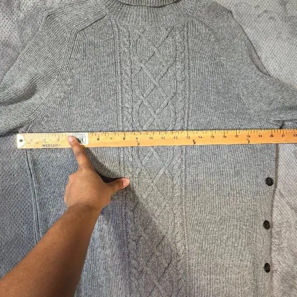 J. Crew Gray Cable-Knit Turtleneck Sweater Wool Blend Dress Large Knee Length - Image 8
