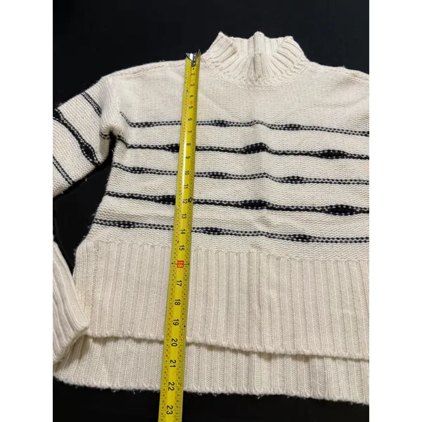 Veronica Beard Ivory Navy Striped Wool Blend Mock Neck Sweater J2310KD16K0211 - Image 2