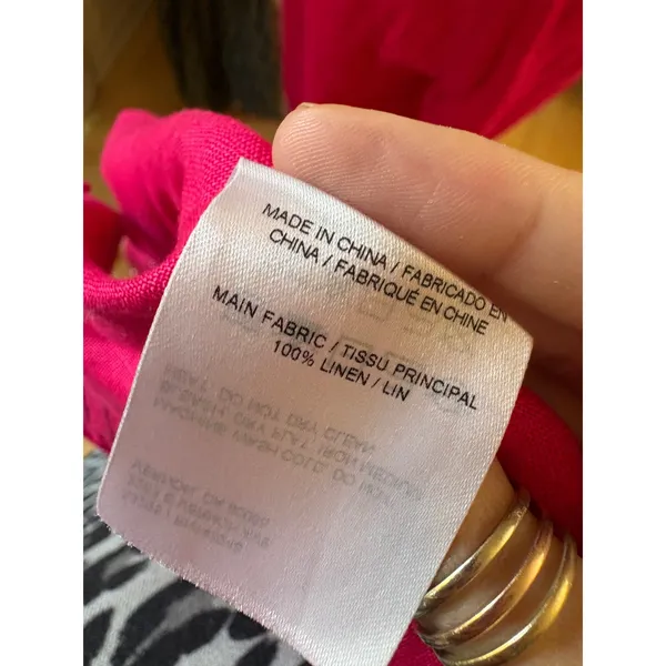 REFORMATION Hot Pink Linen‎ Scalloped Matching Set Liam Pants Overland top Sz 4 - Image 9