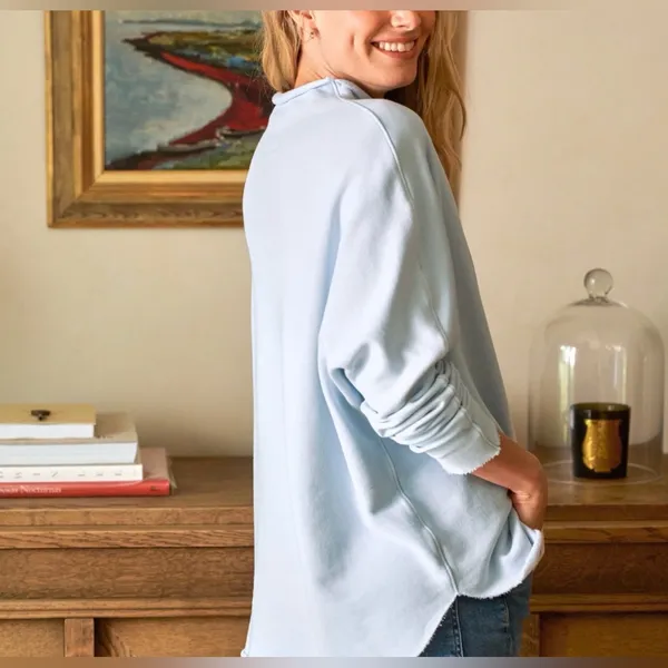 Frank & Eileen $228 Effie Baby Blue Funnel Neck‎ Capelet Triple Fleece Sweater - Image 9
