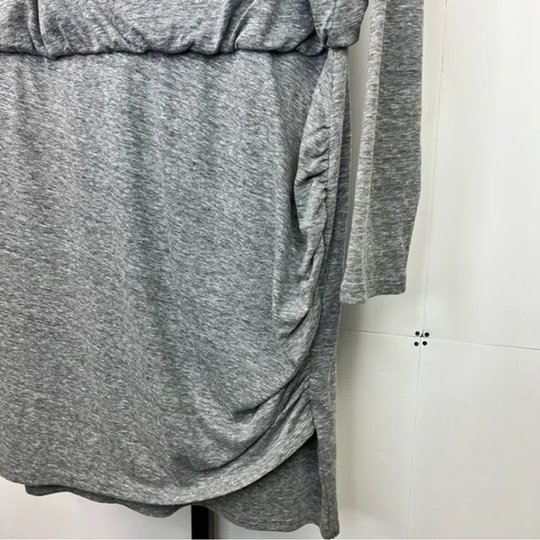 Leith Nordstrom Dress Womens XL Gray Blouson Ruched Tulip Hem Long Sleeve Knit - Image 6