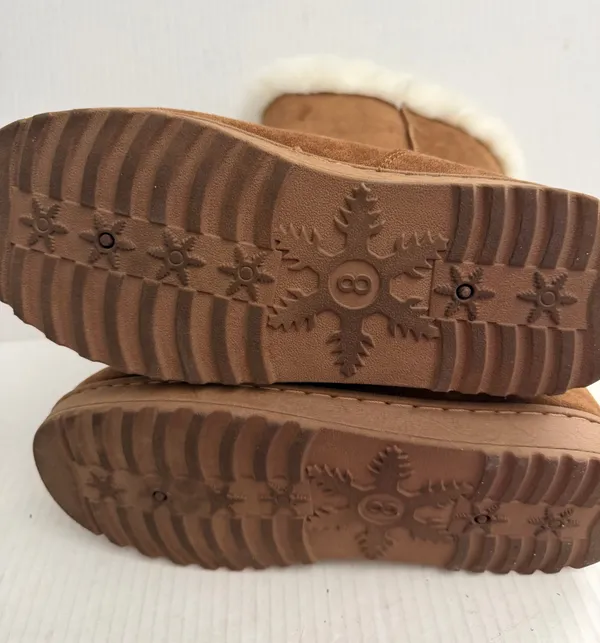 Women's Brown Suede Winter Boots with Cream Fur Trim - Image 4