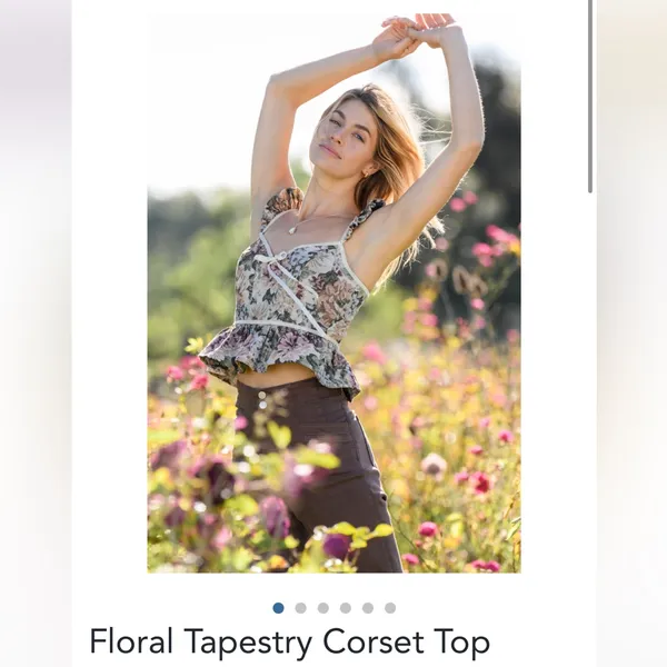 NWOT Altar'd State Floral Tapestry Corset Top - Image 2