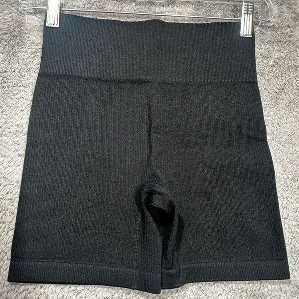 Unbranded‎ Biker Shorts Womens S Black High Waist Ribbed Seamless Athletic - Image 4
