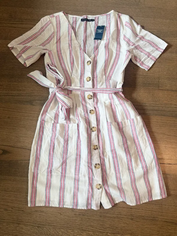 Abercrombie and Fitch NWT Cotton Striped Midi Dress: Size Small - Image 2