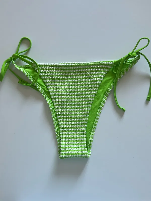 {Aerie} Brand New Crinkle Stripe Cheekiest Tie Bikini Bottoms - Image 5